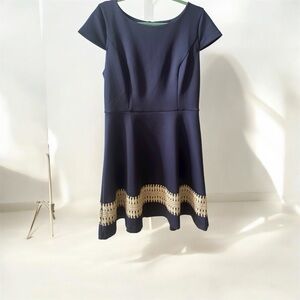 Lilly Pulitzer Navy Blue Midi Dress with Gold Accents